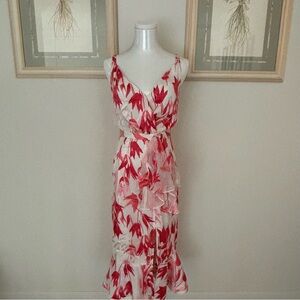 Saloni Silk Floral Midi Dress Olivia Rainbow